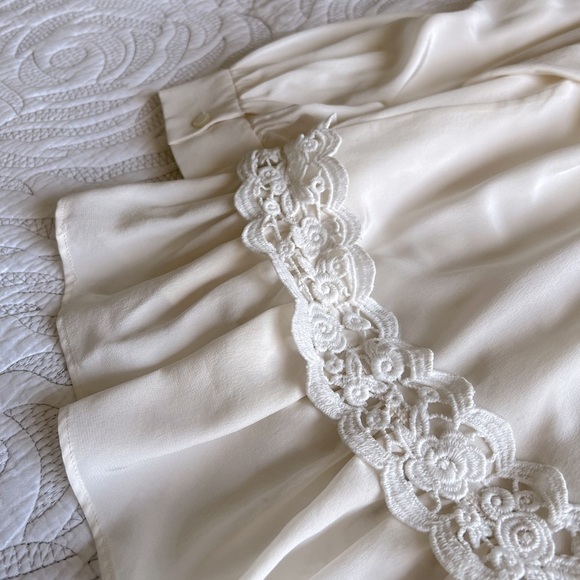 Kate Spade - Rambling Roses Silk Inset Blouse - Ivory/White - Picture 13 of 16